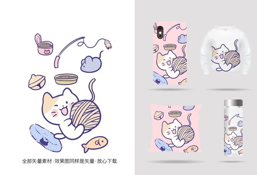 卡通線球貓咪延伸