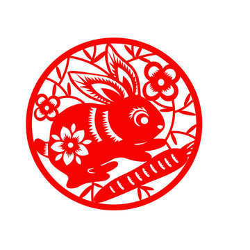 兔年喜慶剪紙窗花新年
