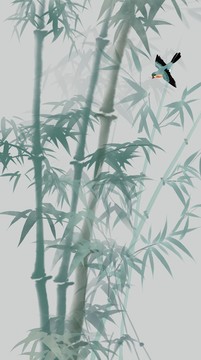 水墨竹子掛畫