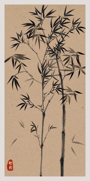 水墨竹子掛畫