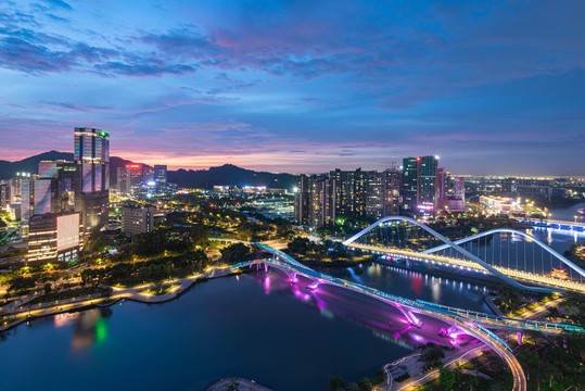 南沙蕉门公园晚霞夜景