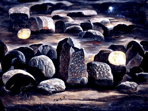 石头阵黑色石头设计素材国画