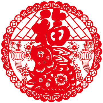 兔子窗花剪紙