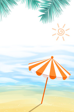 夏季沙滩防晒产品海报