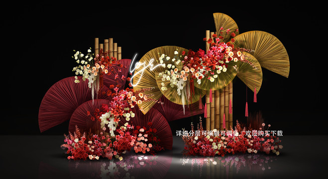 紅金色南洋風(fēng)婚禮效果圖