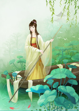 夏日仕女圖