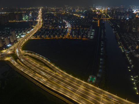 江苏淮安内环高架夜色