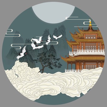 國潮宮殿瑞鶴圖