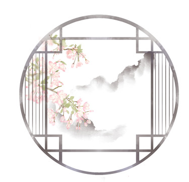 古風窗海棠花