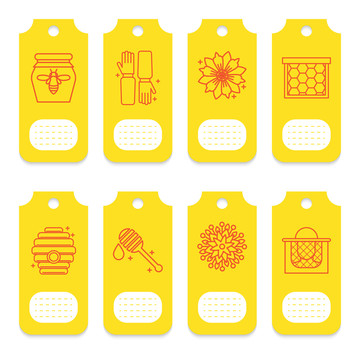 黄色养蜂纸卡标签插图