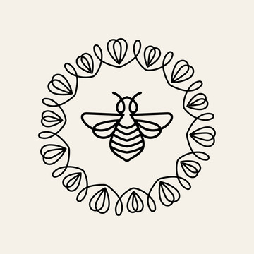 簡(jiǎn)約蜜蜂輪廓插圖
