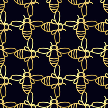 金色轮廓蜜蜂背景