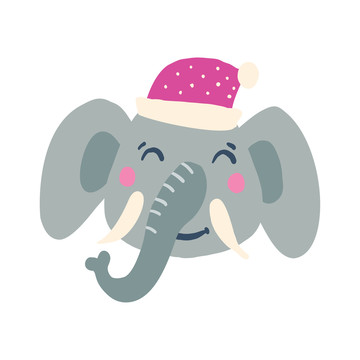 冬季可爱大象插图