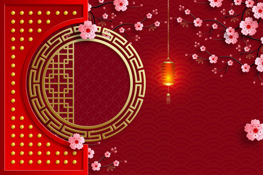 中國(guó)風(fēng)花卉屏風(fēng)背景