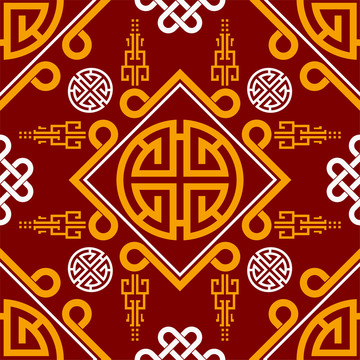 復(fù)古兔年春節(jié) 窗花無縫圖案