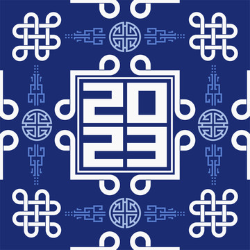 復(fù)古兔年春節(jié)無縫圖案