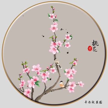 水墨工筆桃花