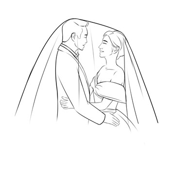婚紗照線稿情侶結(jié)婚雕刻男女