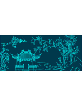 竹林飛鳥(niǎo)圖