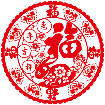 兔子窗花剪紙