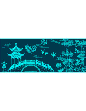 西湖拱橋亭子圖