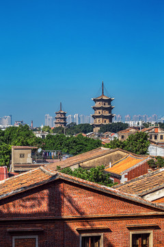 福建泉州开元寺双塔风光