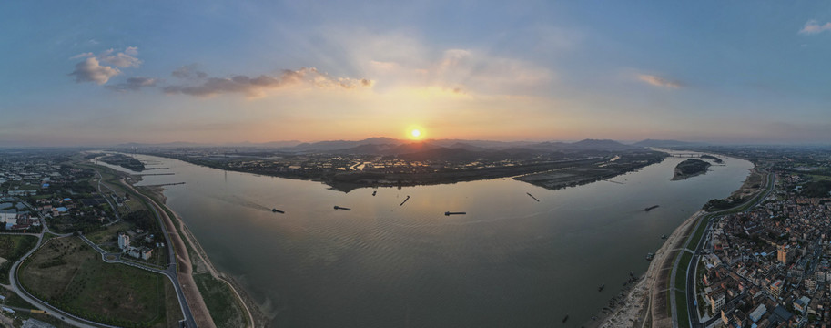 佛山三水北江大堤一河两岸风光