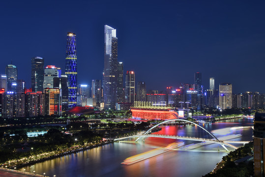 广州珠江新城城市风风光夜景