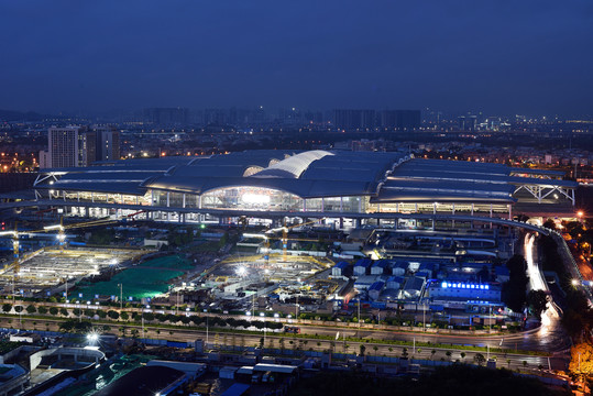 广州南站城市建筑风光夜景