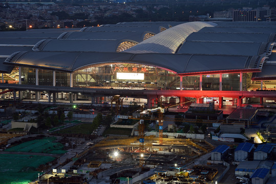 广州南站城市建筑风光夜景