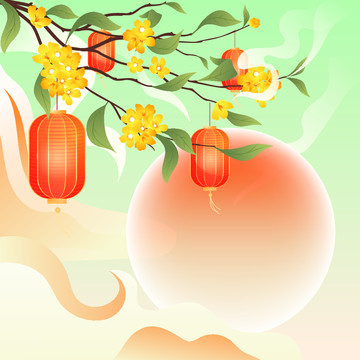 八月十五中秋節(jié)傳統(tǒng)節(jié)日插畫