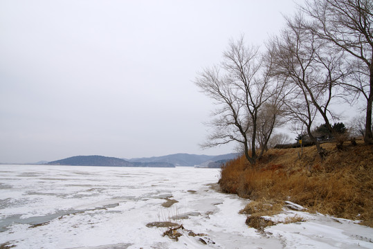 四平转山湖景区冬季景色