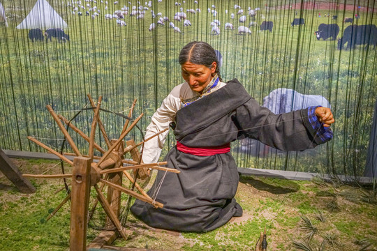 西藏老纺车古代纺车西藏文化