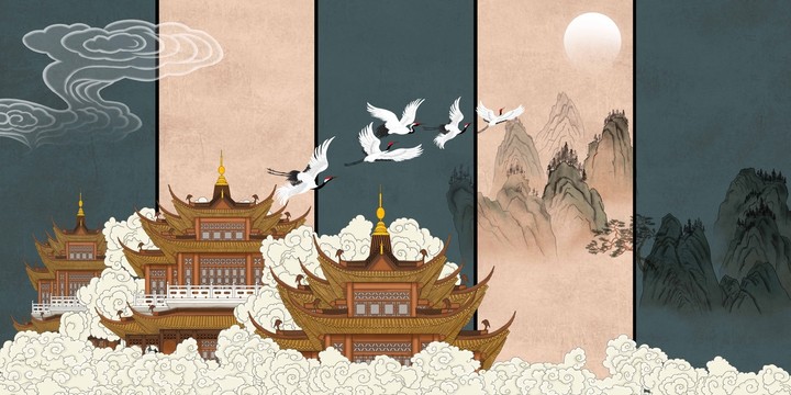 瑞鶴圖樓閣壁畫