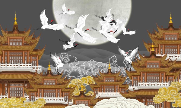 新中式國(guó)潮閣樓壁畫(huà)
