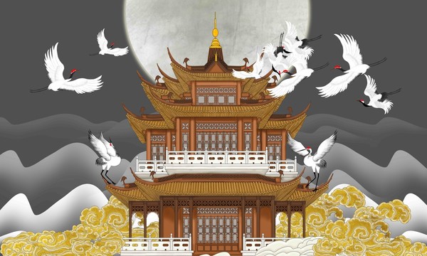 新中式國(guó)潮皇宮壁畫