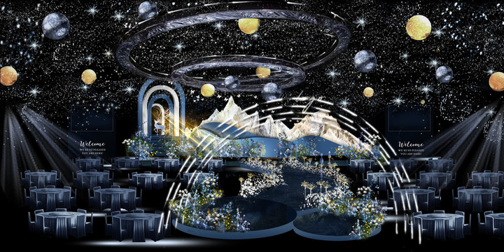 宇宙星空雪山婚禮效果圖