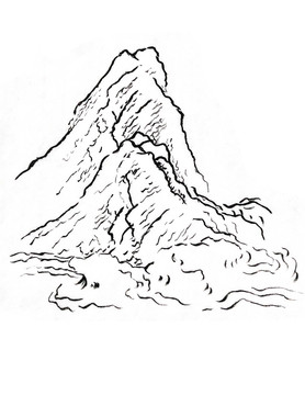 手绘国画山石山水素材