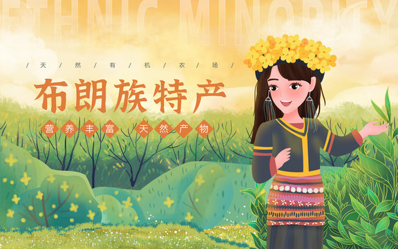 布朗族特產(chǎn)女孩包裝插畫