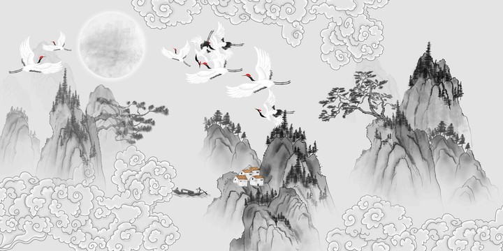中式水墨山水畫