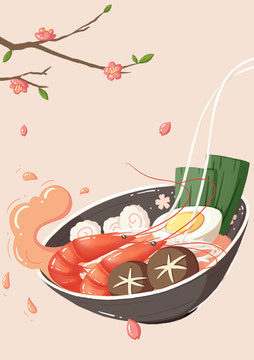 海鮮面插畫