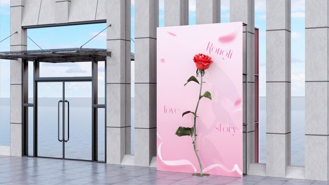 七夕玻璃鋼玫瑰花模型美陳