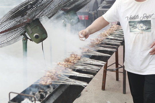 户外烤羊肉串