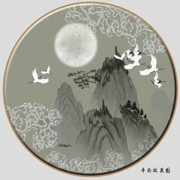 手绘水墨山水装饰画