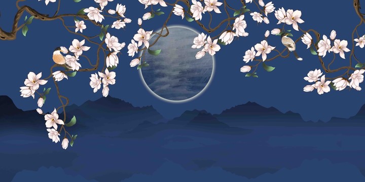 玉蘭花山水
