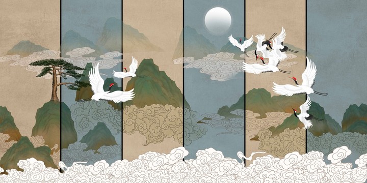 國潮山水屏風(fēng)