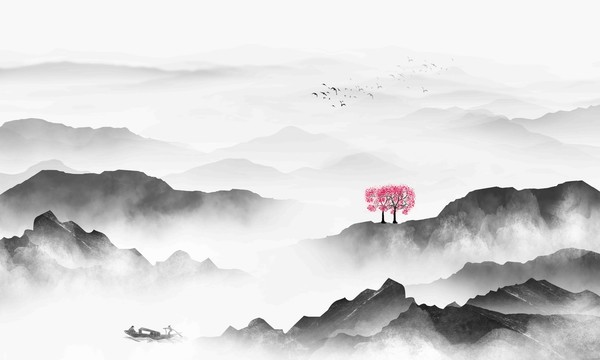 水墨山