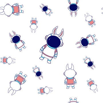 兔年宇航员兔子口罩服装图案