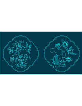 花鳥扇面漏窗