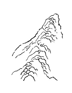 手绘国画山水山石素材